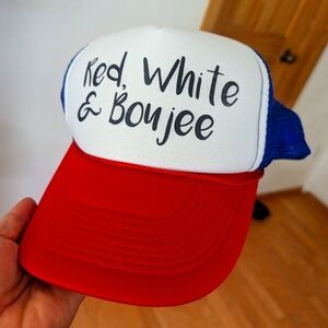 Red, white, blue Trucker hat